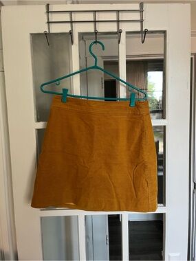 J. Crew Corduroy A-Line Mini Skirt in Mustard Yellow